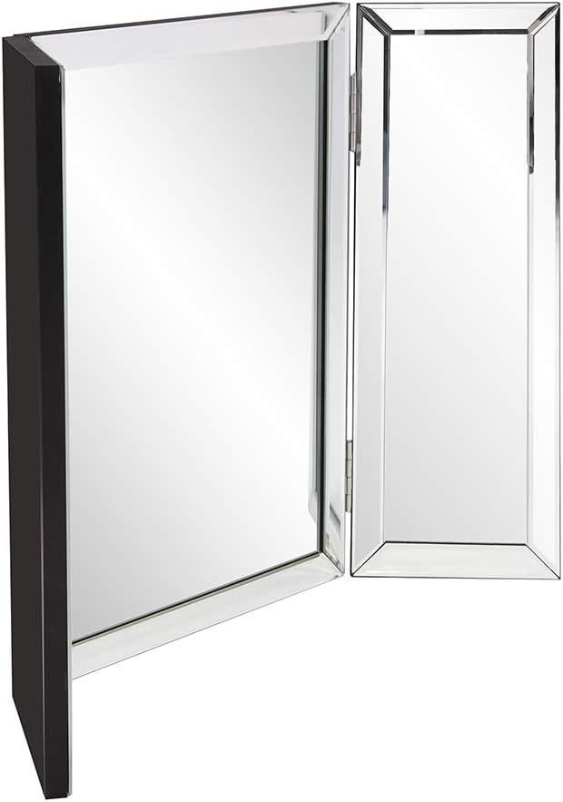 Howard Elliott Tripoli Trifold Vanity Mirror 3 Way TableTop Bedrooms, Bathroom, Makeup Portable Cosmetic & Makeup Mirror with Beveled Edges Tri-fold Mirror, 31 Inch x 21 Inch
