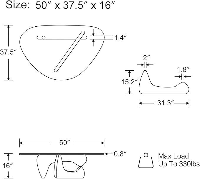 Noguchi Table Triangle Glass Coffee Table Vintage Glass End Table, Solid Wood Base and Triangle Clear Glass Top Modern End Table for Living Room, Patio, Study