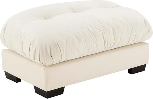 Beige White Ottoman for Modular Sectional Sofa, Single Sofa, Ottoman Seat for Convertible Sectional, Velvet Sofa Couch for Living Room, Bedroom, Apartment