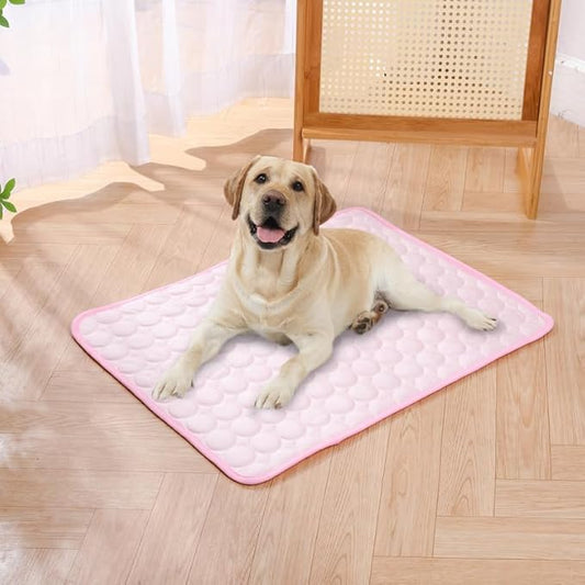 Dog Cooling Mat for Indoor & Outdoor - Reversible Pet Coolings Pad with Ice Silk, 3 Sizes (XS-L) - Cooling Blanket for Dogs & Cats (Pink, Medium)