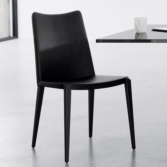 ZURI Modern Jordan Dining Chair in Black Leatherette and Matte Black Steel Base