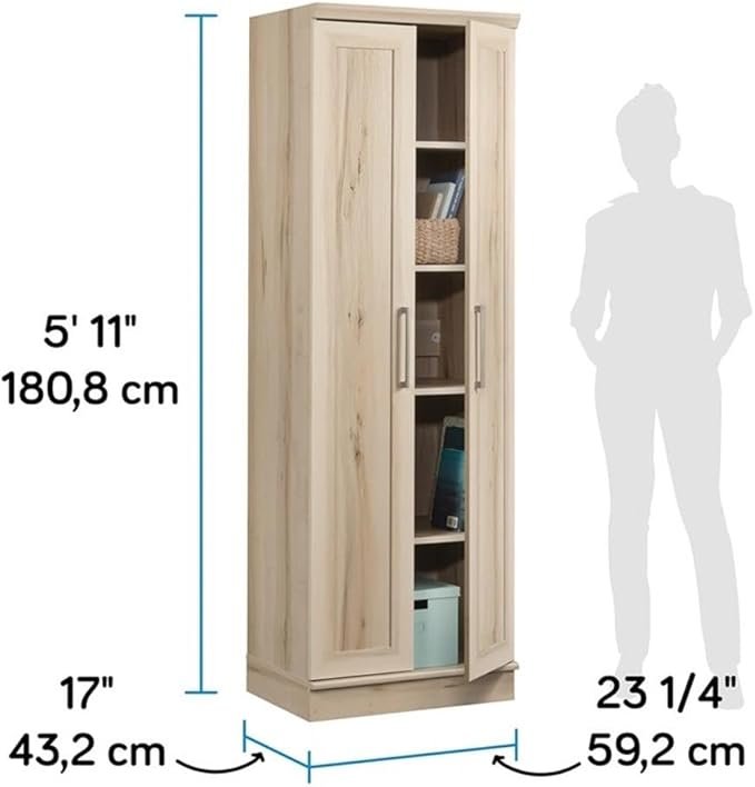 Sauder HomePlus Two Door Storage Cabinet/Pantry Cabinet, Pacific Maple Finish
