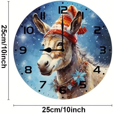 Donkey Wall Clock Large Silent Non-Ticking Battery Operated Modern Clocks for Living Room Decor/Bedroom/Office (10x10 in)