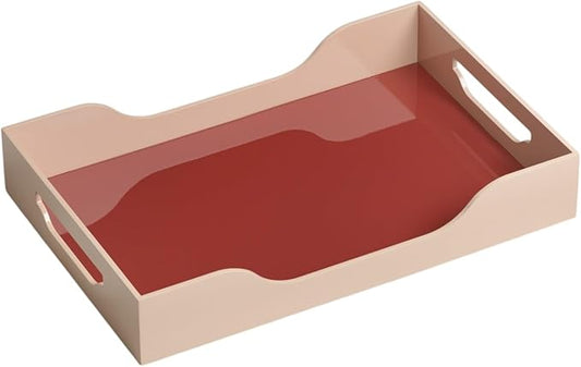 Printworks Lacquered Tray - Swell, Maroon/Pink L – Large Decorative MDF Piece with Handles for Coffee Table, Ottoman, or Vanity Display, 17.13" x 11.22"