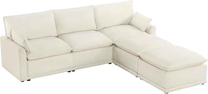 CHITA 113" Oversized Cloud Couch, Modern Modular Sectional Sofa Set for Living Room, 5 Seater U Shaped Sectional Couch, Cream
