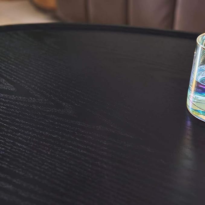 Shrine Wood Coffee Table, Walnut Table for Living Room, Metal Wood Table, 43.3" D x 21.6" W x 15.7" H, Black Wood Base & Metal Frame