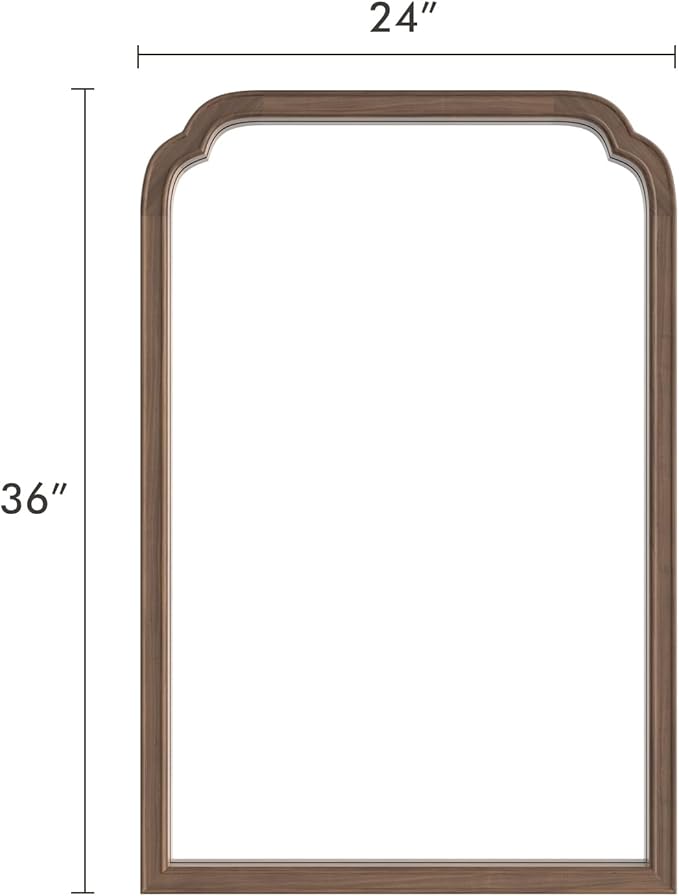 WallBeyond Wooden Framed Wall Mirror, Natural Wood Bathroom Vanity Mirror for Entryway, Living Room or Bedroom Home Decor Vertical or Horizontal Hanging [24" x 36" Walnut Color]