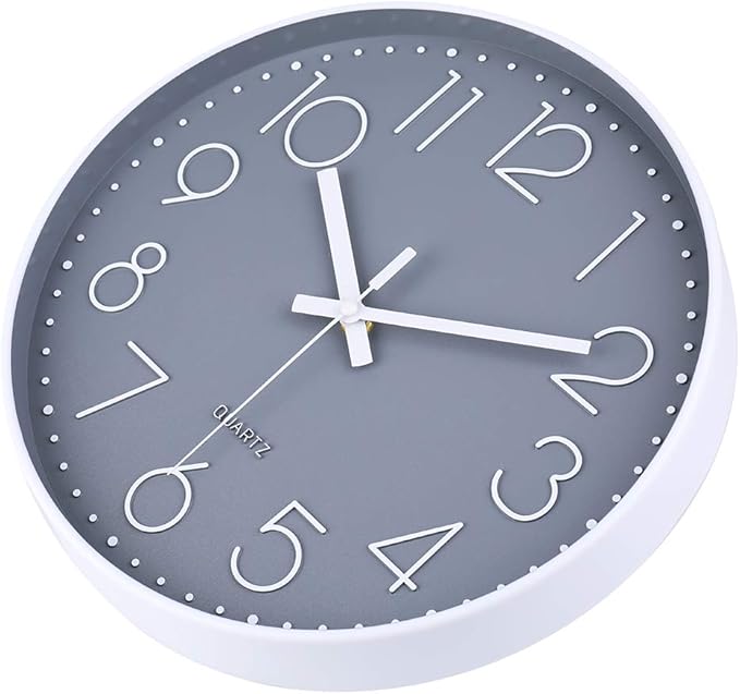 jomparis Small Wall Clock 8 Inch Gray Wall Clocks Silent Non-Ticking for Bedroom Bathroom Kitchen