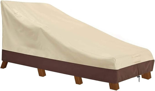 Vailge Waterproof Patio Chaise Lounge Cover, 600D Heavy Duty Outdoor Lounge Chair Covers,UV Resistant Patio Furniture Covers,Small,Beige & Brown