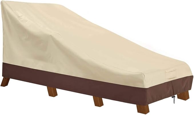 Vailge Waterproof Patio Chaise Lounge Cover, 600D Heavy Duty Outdoor Lounge Chair Covers,UV Resistant Patio Furniture Covers,Medium,Beige & Brown