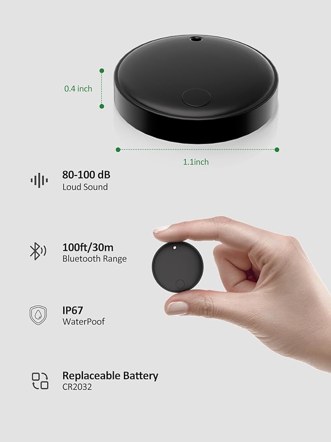 Tracker Tags for Android & iOS, Key Finder Tracking Device Smart Tracker Tag for Luggage, Wallet, Bike, Pets, Bags - Both Works with Apple Find My & Google's Find Hub - 2 Pack