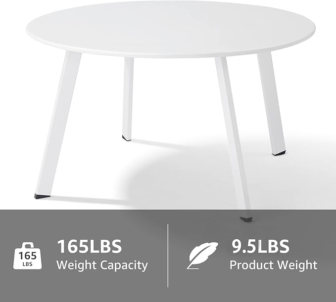 Outdoor Patio Coffee Table Set of 2, Weather Resistant End Table, Round Nesting Tables for Living Room Balcony Office, White