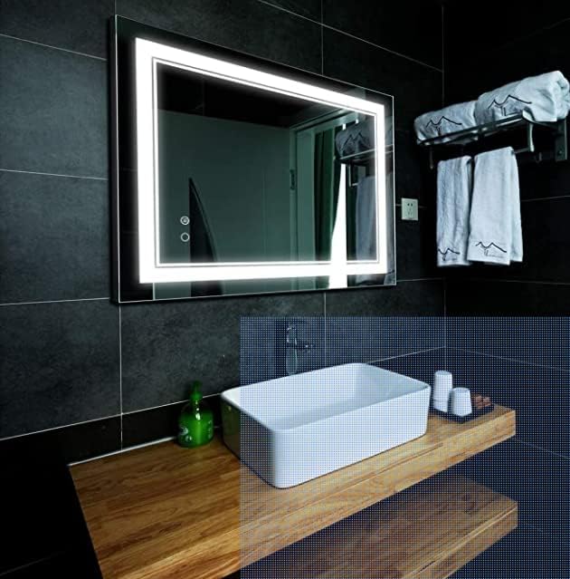 24" x 30" LED Bathroom Mirror LED Wall-Mounted Anti-Fog Mirror Bathroom Mirror with Lights LED Vanity Mirror Dimmable Lighted Bathroom Mirror