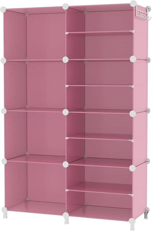 AWTATOS Closet Organizer 8 Cube Storage Shelves Clothes Organizers Closet Storage Stackable Cubby Shelving for Closet Bedroom Living Room Pink