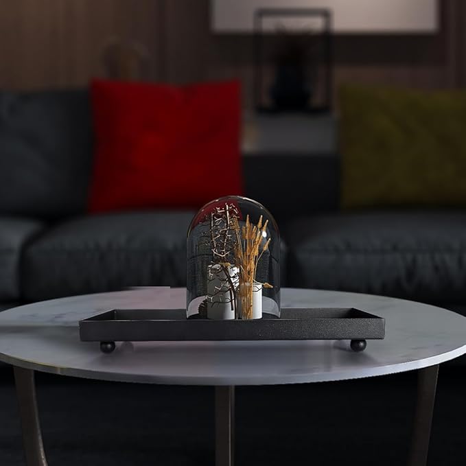 Rectangle Black Matte Metal Tray, Suit for Candle Holder, Vanity Decor Projects, Bathroom Toilet Tank Tray, Perfume or Jewelry Storage, and Coffee Table Centerpiece-Mini