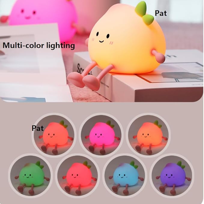 Peach Night Light for Adults Kids,Cute Silicone Dimmable Sleeping and decoration Nightlight, Rechargeable Bedside Touch Table Lamp for Breastfeeding Christmas Gifts Lover Kids Kawaii Room Decor