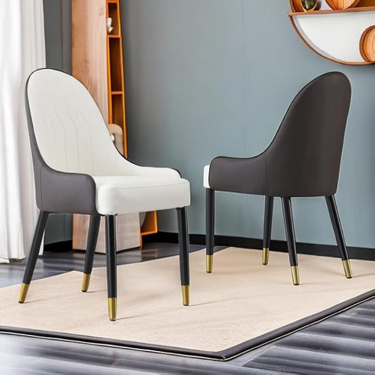 Dining Chairs Set of 2, Modern Faux Leather Dining Metal Legs for Living Kitchen Dining Room