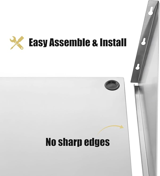 Hally Stainless Steel Microwave Shelf 24"x24" 200 lb, NSF Commercial Heavy Duty Metal Appliance Wall Mount Floating Shelving for Restaurant, Kitchen, Bar, Home and Hotel