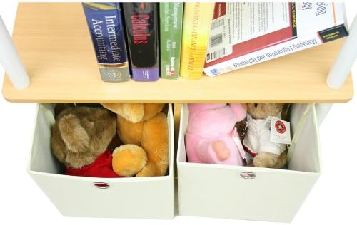 Furinno 99152BE/WH/IV 3-Tier Go Green Multipurpose Storage Rack Shelving Unit Bookshelf Cabinet with 2 Bins, Beech Finish