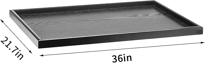 36 x 22 Inches Extra Large Solid Wood Serving Tray for Tea Coffee Table Snack Food Meals Serving Plate Kitchen Party Bar Breakfast Server with Raised Edges Black Wooden Decorative Ottoman Tray