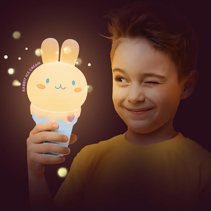 Kawaii Bunny Night Light,Tap Control and USB Rechargeable Cute Rabbit Night Lamp,Dimmable Timer 15/30min Nursery Lamp for Adults and Kids,Bedroom and Décor