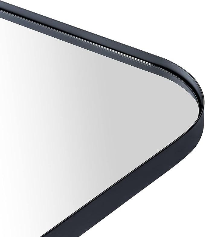 32x40'' Large Matt Black Arched Mantel Mirror Arch Rounded Corner Mirror for Bathroom, Living Room or Powder Room