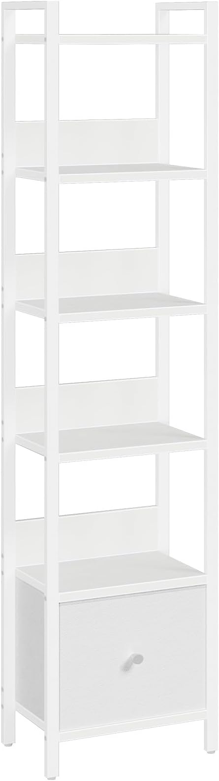 Bookshelf, 6-Tier Bookcase with Drawer, Small Book Shelf for Small Space, Storage Shelf Organizer, for Living Room, Bedroom, Study, Kitchen, White BKWT66101