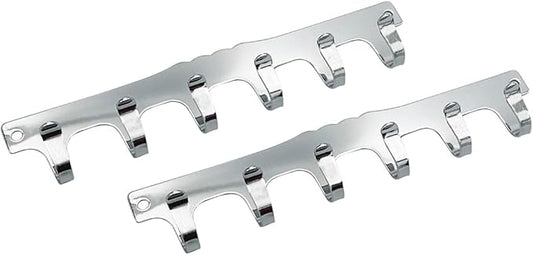 QCAA Key Hook Holder, Wall Key Hanger with Hooks for Car, Apartment, Storage, Durable Steel, 131mm x 26mm, Chrome Plated, Made in Taiwan, 2 Pack