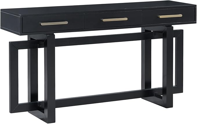 57” Entryway Console Sofa Table with Storage Drawers, Long Narrow Behind Couch Furniture for Living Room, Entrance, Hallway, Front Door, Black