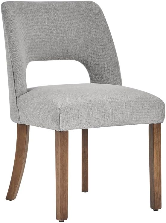 VKNOW Wooden Dining Chairs Set of 2, Modern Fabric Upholstered Dining Room Chair Kitchen Chairs, Farmhouse Dinner Chair for Kitchen Dining Room, Grey