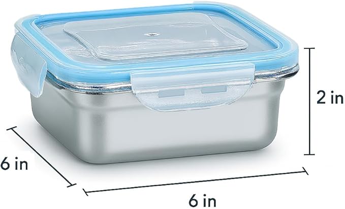 Set of 2 Stainless Steel Sandwich Containers - Food Grade Metal Base, BPA Free Leakproof & Airtight Silicone Seal Lid. Great for Sandwiches, Snacks, Meal Prep & Food Storage - Blue/Orange