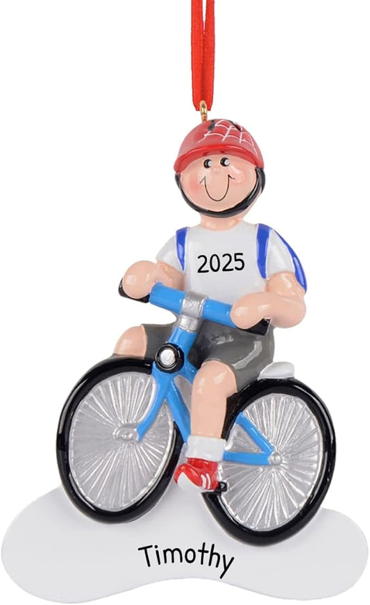 Personalized Bicycle Ornament - Son Christmas Ornaments 2025 Cyclist Ornament Dirt Bike Kids Christmas Ornaments 2025 Mountain Bike Boy for Tree