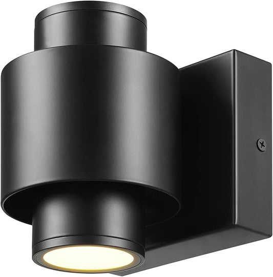 GLOBE Electric 60000126 LED Integrated 15-Watt Outdoor Wall Sconce, Matte Black, Up/Down Light Direction, 700 Lumens, 2700 Kelvin, 90 CRI, Dimmable