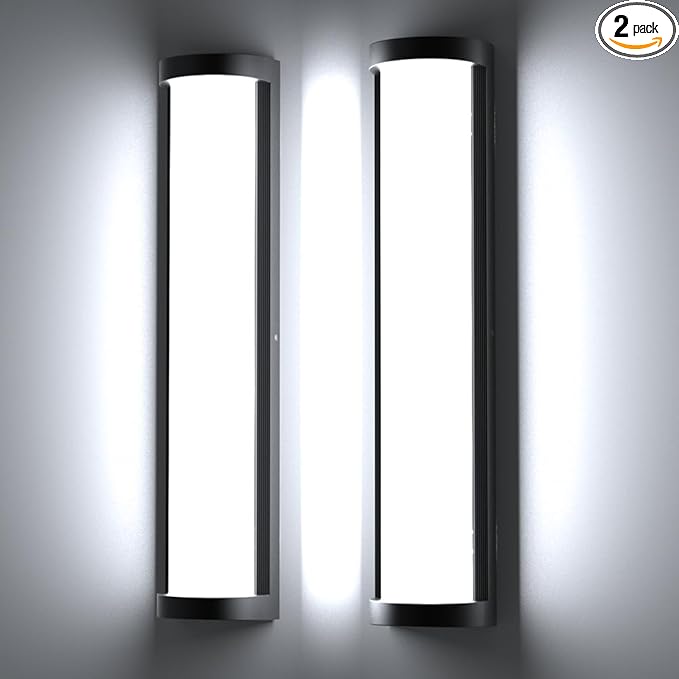 Sytmhoe Outdoor Wall Lights 10%-100% Dimming,2Packs Dimmable LED Modern Patio Wall Light Fixture, 23.6in Black Exterior Sconce Lights Suitable for Garage Courtyard House(6000K)