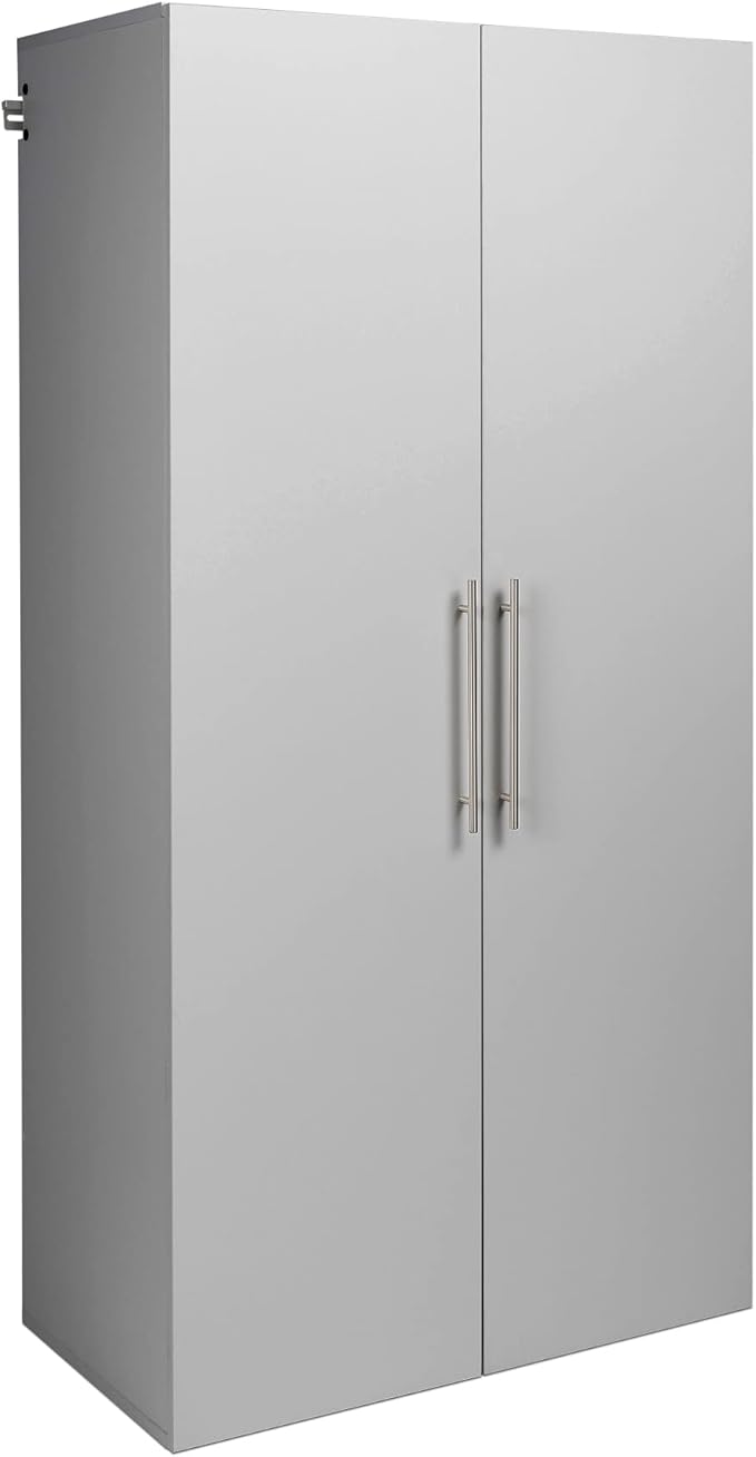 Prepac HangUps Large Storage Cabinet - Immaculate Light Gray 36" Cabinet with Storage Shelves and Doors; Ideal for Bin and General Storage Solutions