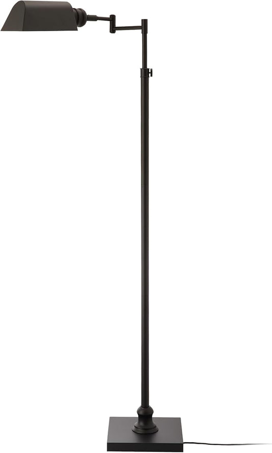 O’Bright Arcadia - Pharmacy Floor Lamp, Full Range Dimming, Swing Arm Task Lamp, E26 Socket, Bulb Replaceable, Adjustable Height 47” to 55”, 360° Rotatable Shade, All-Metal Design, Black