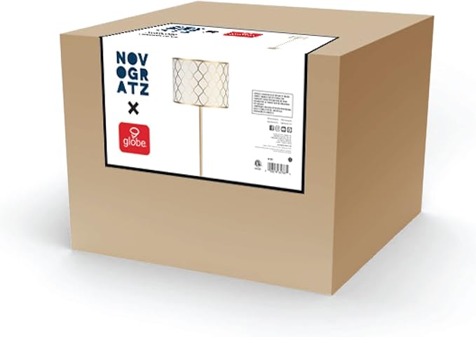 GLOBE Electric 65787 Kinsley 65" Floor Lamp, Matte Brass, Metal Mesh Over Cotton Shade