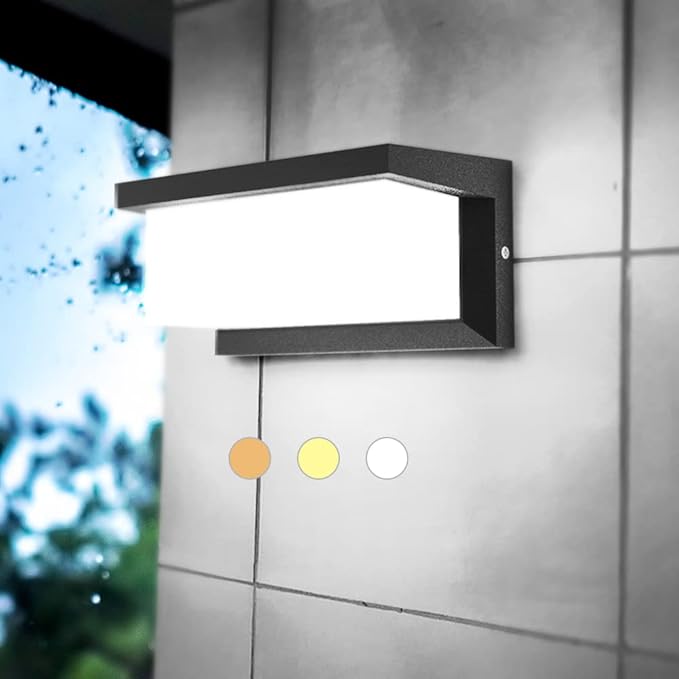Sytmhoe Outdoor Lights Wall Mounted,Modern LED Sconce Outside Wall Lamp, 3 Colors 24 Watts Outdoor Lights for House Corridor Porch Garage Cafe Villas Hotel Lighting