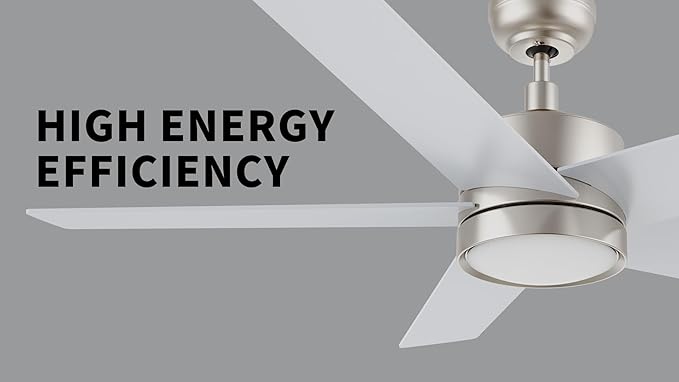 CEME 52" Ceiling Fan with Light Low Profile, DC 5 Speeds Silent Ceiling Fan with Remote, 3 Light Colors Dimmable LED, for Bedroom Room, Silver