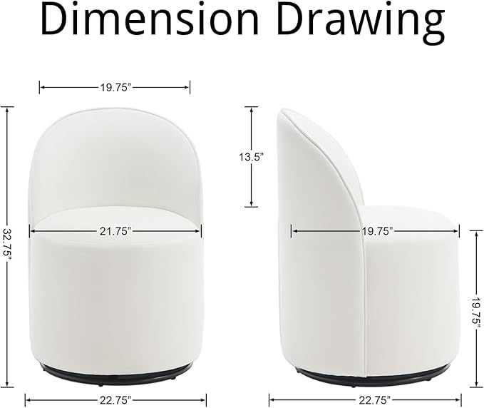 Modern Barrel Dining Chairs Set of 3, Swivel Base White Accent Chair 360°Rotating Vanity Chair Mid-Century Dining Side Chair Kitchen Chair for Living Room, Bedroom, Home, Office, Kitchen