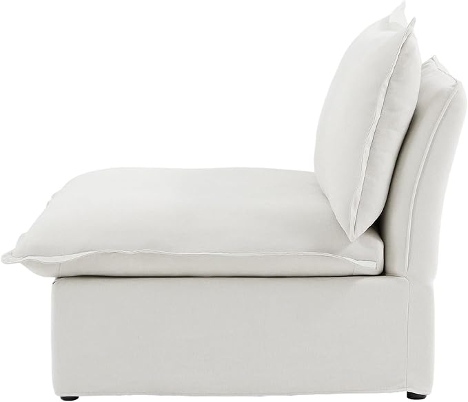 WJShome Modern Down Filled Sigle Middle Seat, Cloud Modular Sectional Sofa, Minimalist Wide Deep Seat Couches for Living Room Apartment Lounge Bedroom (White)