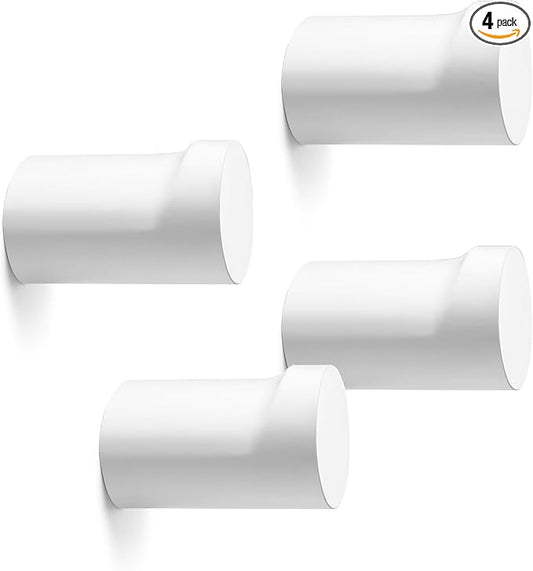 Wood Wall Hooks, 4 Pack White Decorative Coat Hooks Wall Mounted, Modern Hat Hooks Heavy Duty Entryway Wall Hangers for Hanging Purse, Towels, Clothes, Backpack