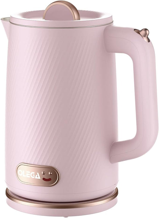 OLEGA Electric Kettle - 1500W Electric Tea Kettle 1.8L Stainless Steel Inner Electric Kettles for Boiling Water Auto Shut Off Boil-Dry Protection Electric Water Kettle for Coffee Tea Pink