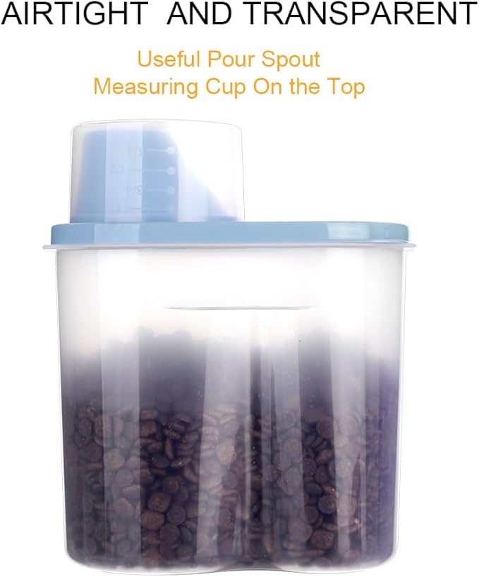 GreenJoy 2 Pack 2lb/2.5L Pet Food Storage Container with Measuring Cup, Can Covers and Bowl for Small Dog, Cat, Waterproof-BPA Free (Pink 1.8L)