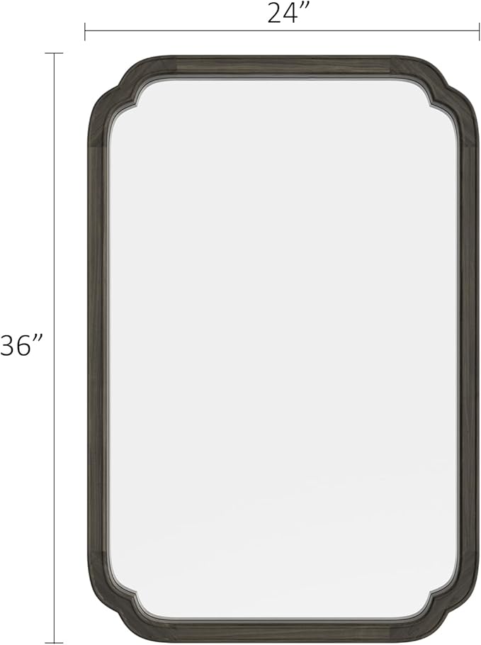 HOMECOOKIN Wood Bathroom Mirrors for Wall Mounted, 24" x 36" Rustic Wood Frame Wall Mirrors Decorative for Living Room or Bedroom Vanity Mirror (Black) A