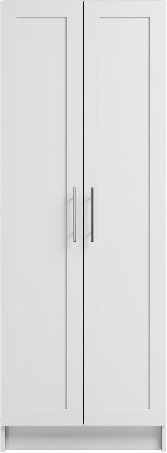 Prepac Elite Plus 24" Wide Storage Accent Cabinet with Panel Doors, White Storage Cabinet, Bathroom Cabinet, Pantry Kitchen with 3 Shelves 16.75" D x 24" W x 65" H