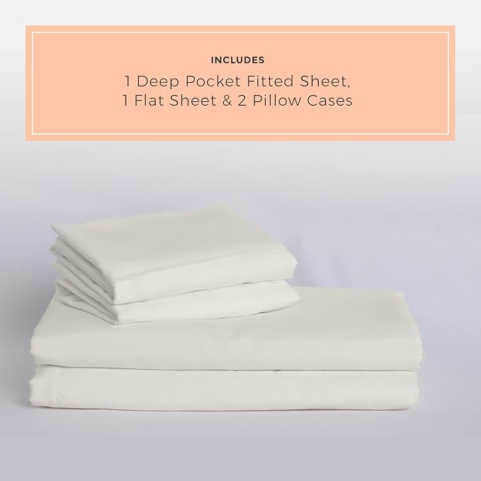 PeachSkinSheets Vanilla Bean Sheet Set - 1500tc Level of Softness - Extra Soft Cooling Sheets for Hot Sleepers and Night Sweats - California King Size