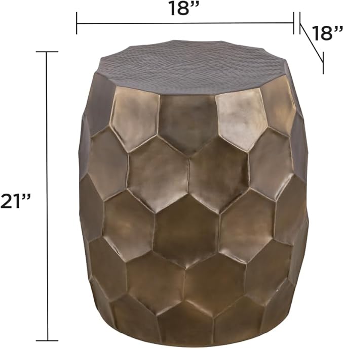 ET101 Modern Contemporary Aluminum Material 21" Height End Table, Side Table with Glossy Diamond-Patterned Base Antique Gold