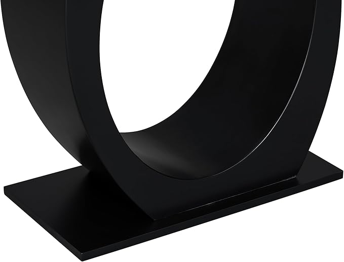 Modern Accent Table 39.4-Inch Wooden Entryway Console Table with Egg-Shaped Base for Living Room Bedroom Hallway Furniture, Black