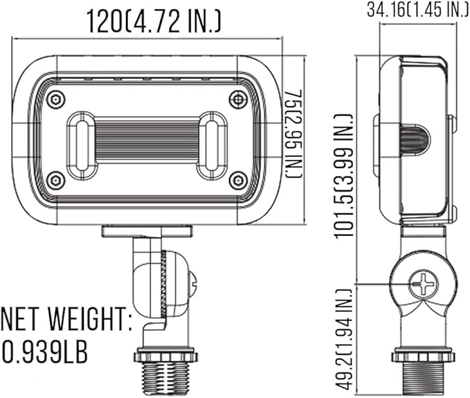 GKOLED 15W LED Floodlight, Outdoor Security Fixture, Waterproof, 1500 Lumens, 50W MH Equivalent, 5000K Daylight White, 120-277V, UL-Listed